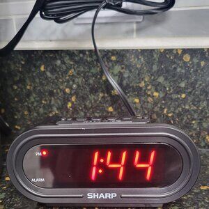 Sharp Black with Red LED Digital Corded Electric Alarm Clock